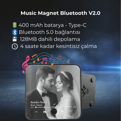 Music Magnet Bluetooth V2.0 (Yeni) – Kişiye Özel Hediye | NISHORA